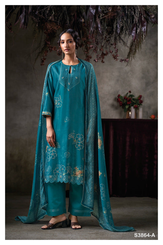 Ganga VIRELZA S3864 |Premium Pure Bemberg Russian Silk Suit – Ganga Suits Ashok Lal & Sons