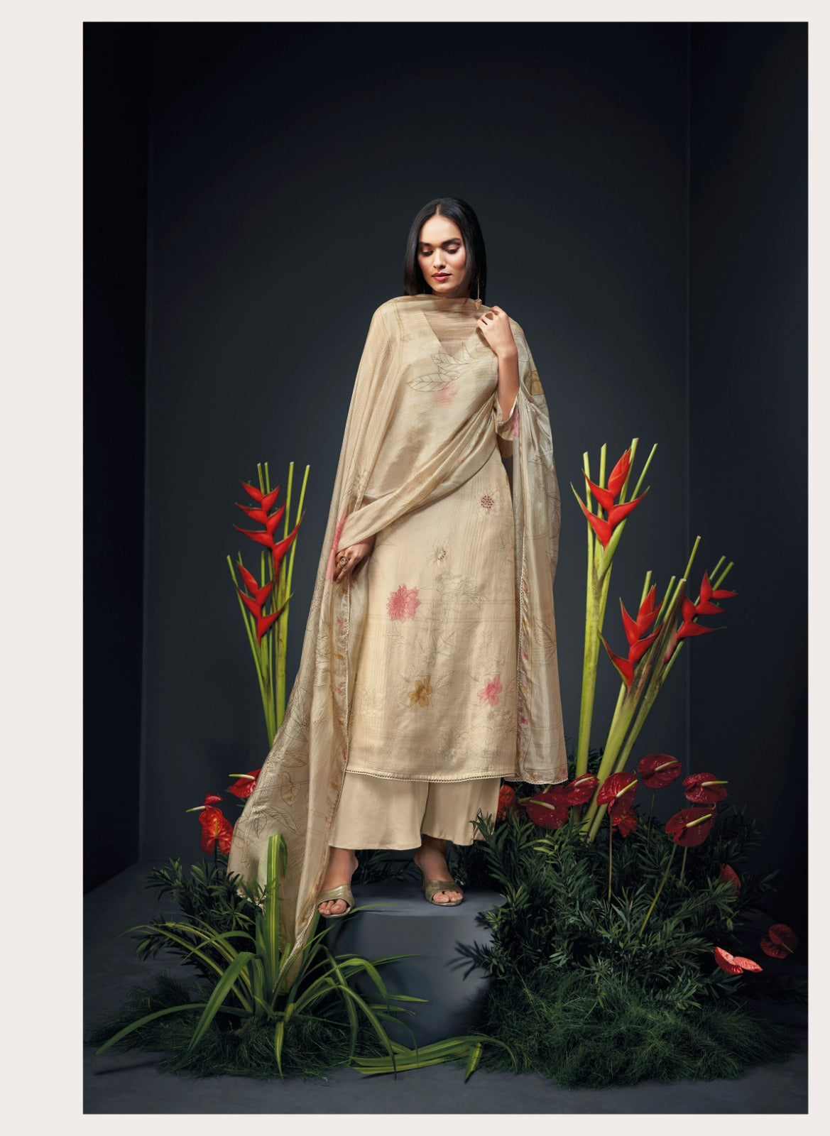 Ganga ZANERA C1689 TO C1694 |Premium Bemberg Silk Jari Zhilmil Suit – Ganga Suits Ashok Lal & Sons