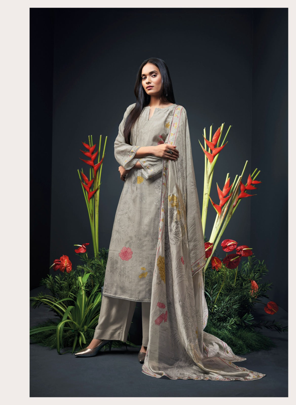 Ganga ZANERA C1689 TO C1694 |Premium Bemberg Silk Jari Zhilmil Suit – Ganga Suits Ashok Lal & Sons