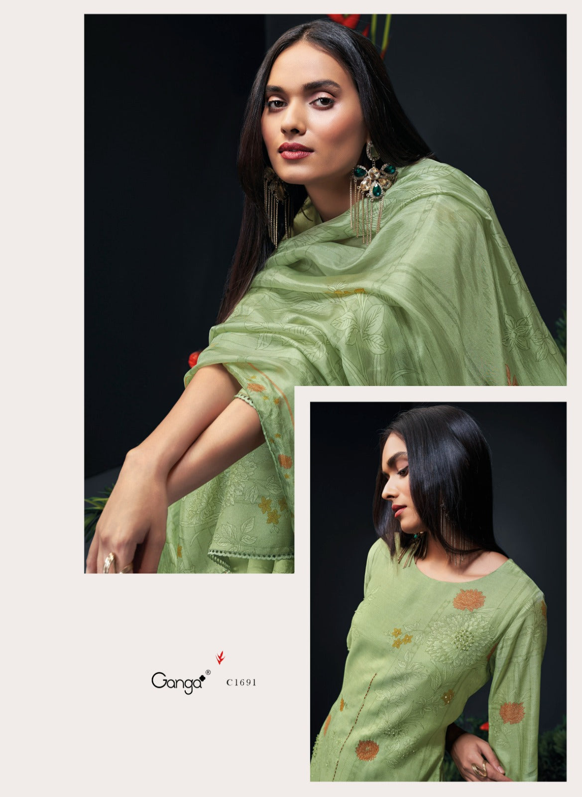 Ganga ZANERA C1689 TO C1694 |Premium Bemberg Silk Jari Zhilmil Suit – Ganga Suits Ashok Lal & Sons
