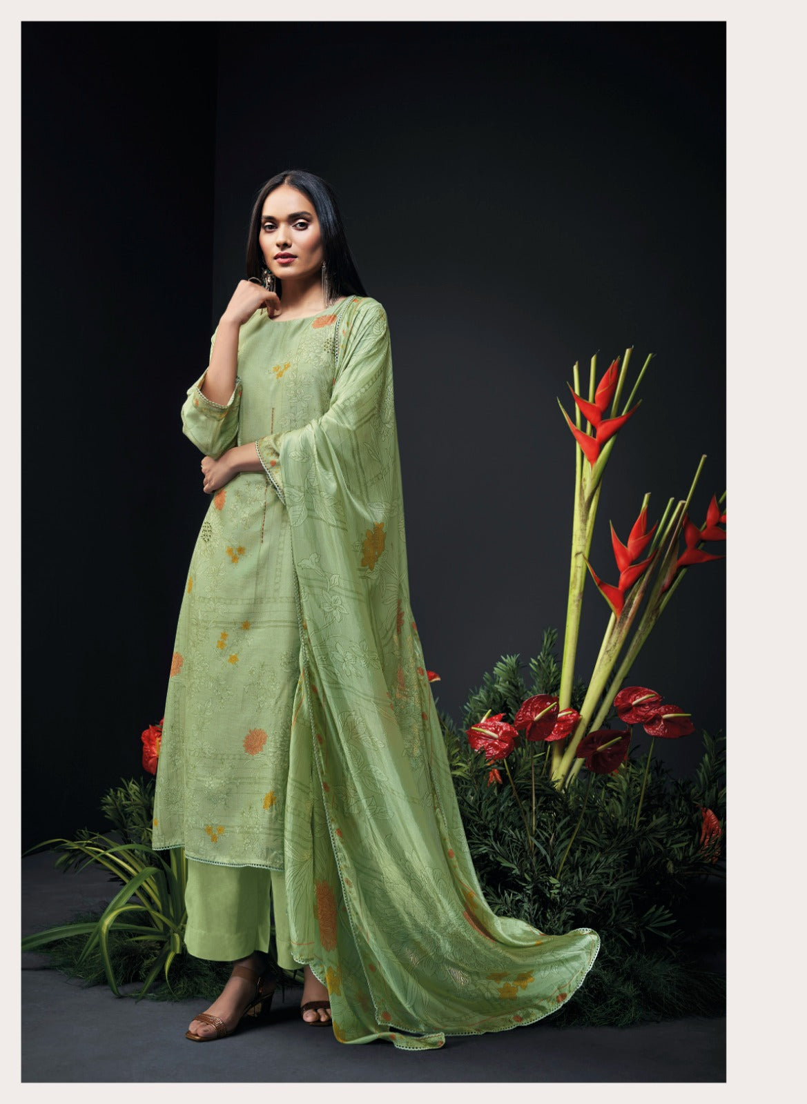 Ganga ZANERA C1689 TO C1694 |Premium Bemberg Silk Jari Zhilmil Suit – Ganga Suits Ashok Lal & Sons