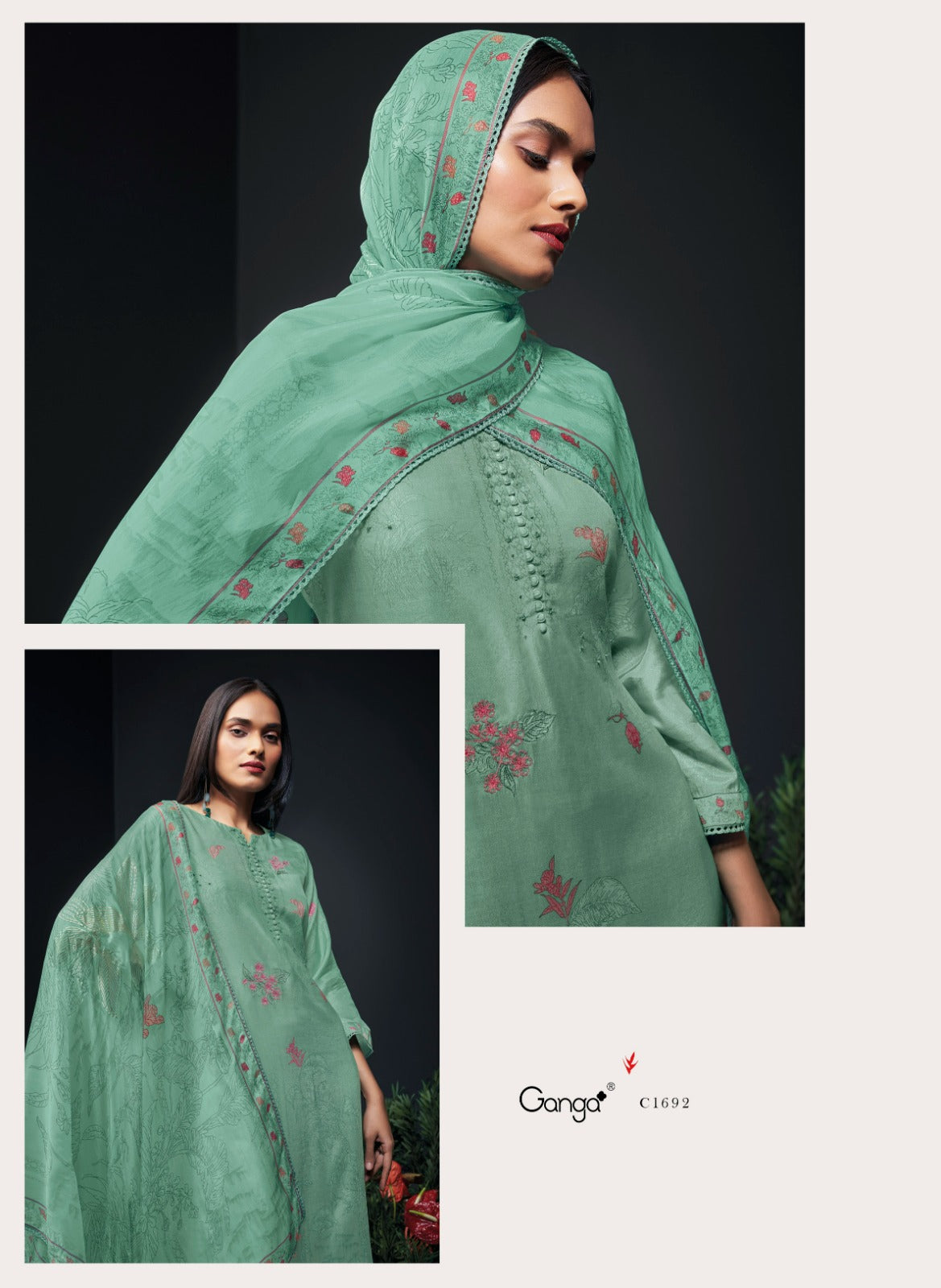 Ganga ZANERA C1689 TO C1694 |Premium Bemberg Silk Jari Zhilmil Suit – Ganga Suits Ashok Lal & Sons