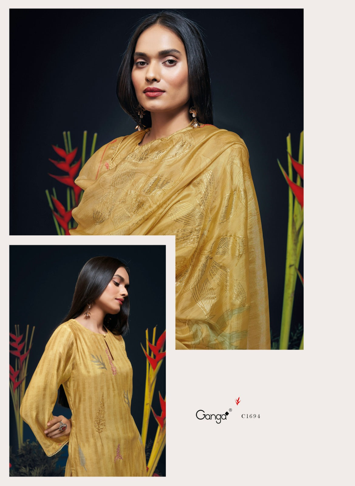 Ganga ZANERA C1689 TO C1694 |Premium Bemberg Silk Jari Zhilmil Suit – Ganga Suits Ashok Lal & Sons