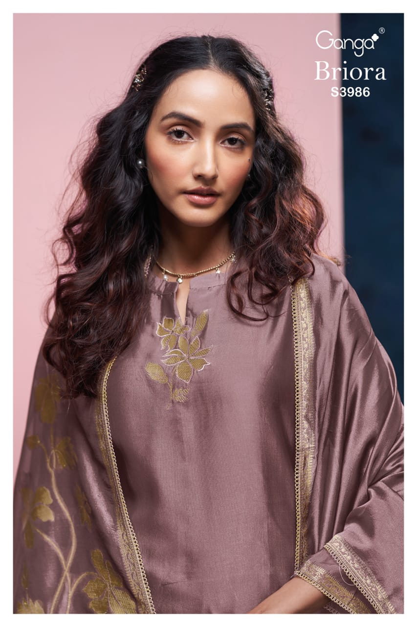 Ganga BRIORA S3986 |Premium Pure Viscose Woven Silk Suit – Ganga Suits Ashok Lal & Sons