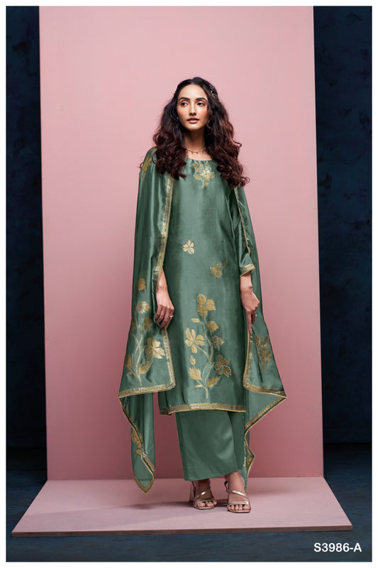 Ganga BRIORA S3986 |Premium Pure Viscose Woven Silk Suit – Ganga Suits Ashok Lal & Sons