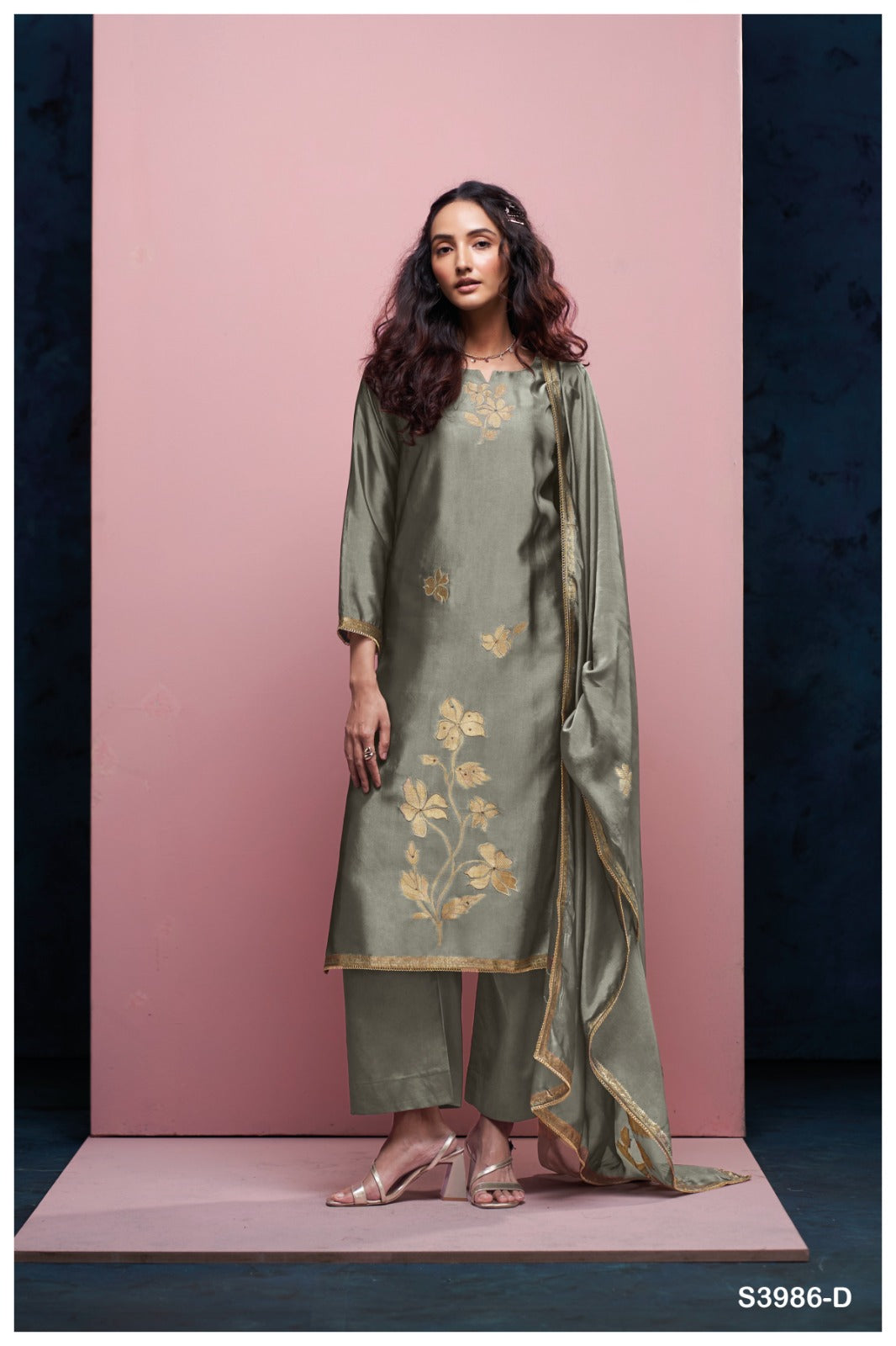 Ganga BRIORA S3986 |Premium Pure Viscose Woven Silk Suit – Ganga Suits Ashok Lal & Sons