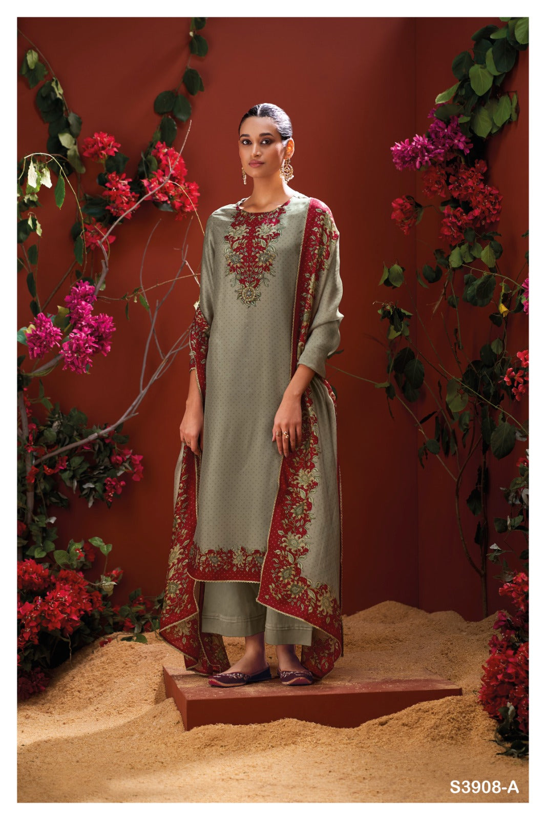 Ganga MYSTARA S3908|Premium Pure Bemberg Mulberry Silk Suit – Ganga Suits Ashok Lal & Sons