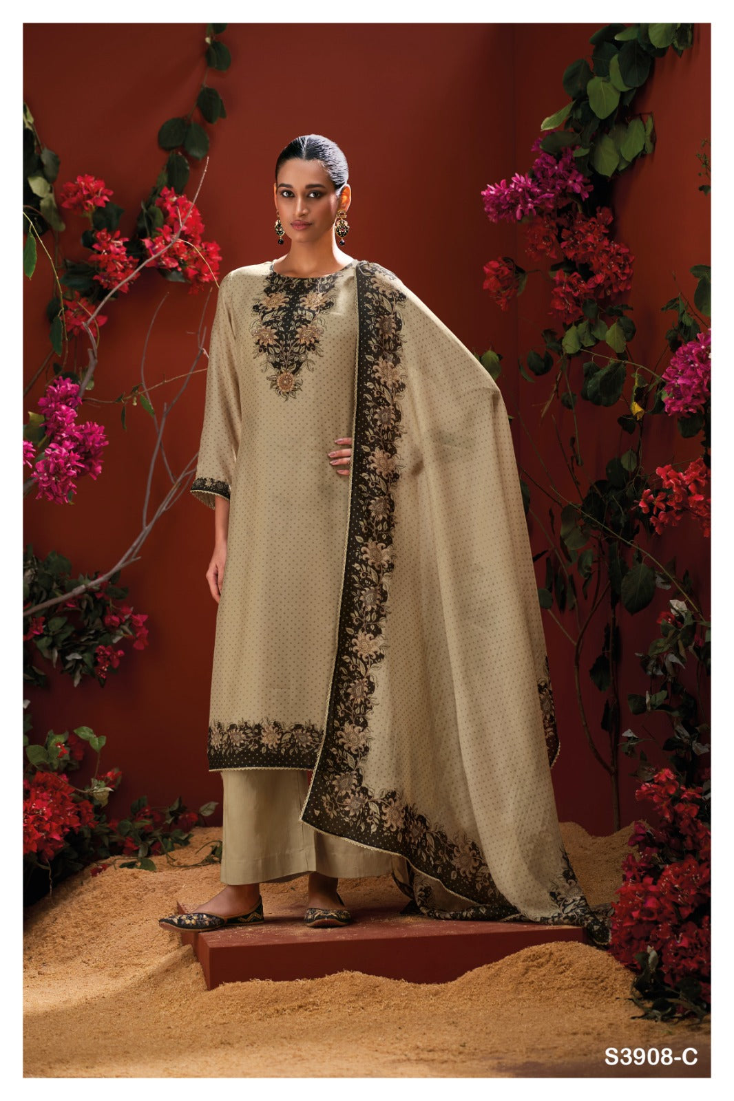 Ganga MYSTARA S3908|Premium Pure Bemberg Mulberry Silk Suit – Ganga Suits Ashok Lal & Sons