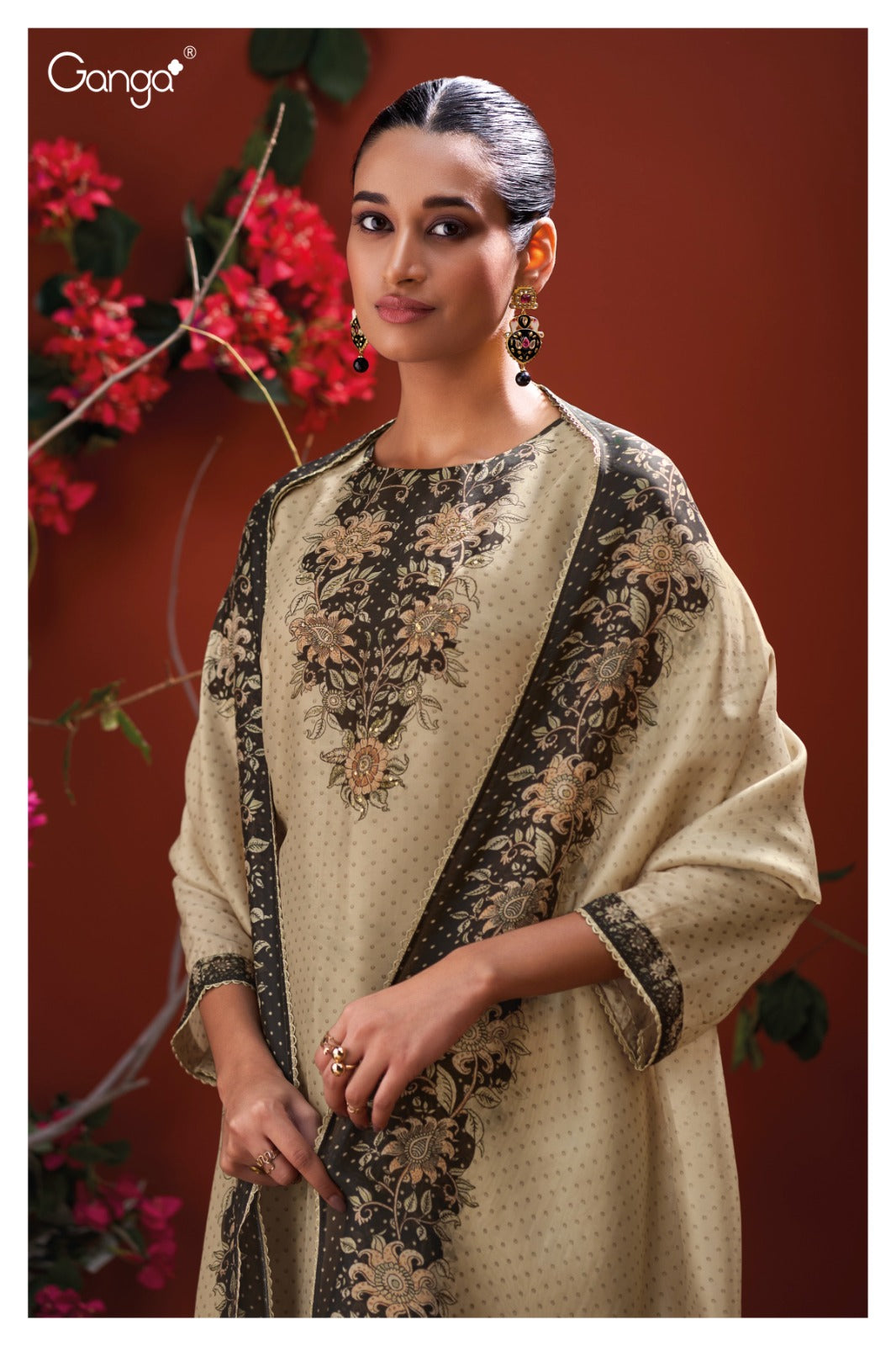 Ganga MYSTARA S3908|Premium Pure Bemberg Mulberry Silk Suit – Ganga Suits Ashok Lal & Sons