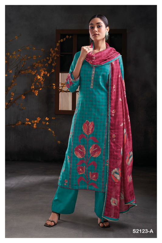 Ganga EULLA S2123|Premium Bemberg Silk Suit – Ganga Suits Ashok Lal & Sons