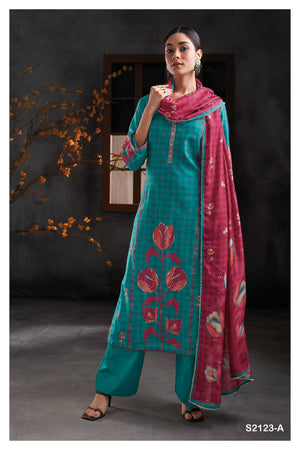 Ganga EULLA S2123|Premium Bemberg Silk Suit – Ganga Suits Ashok Lal & Sons