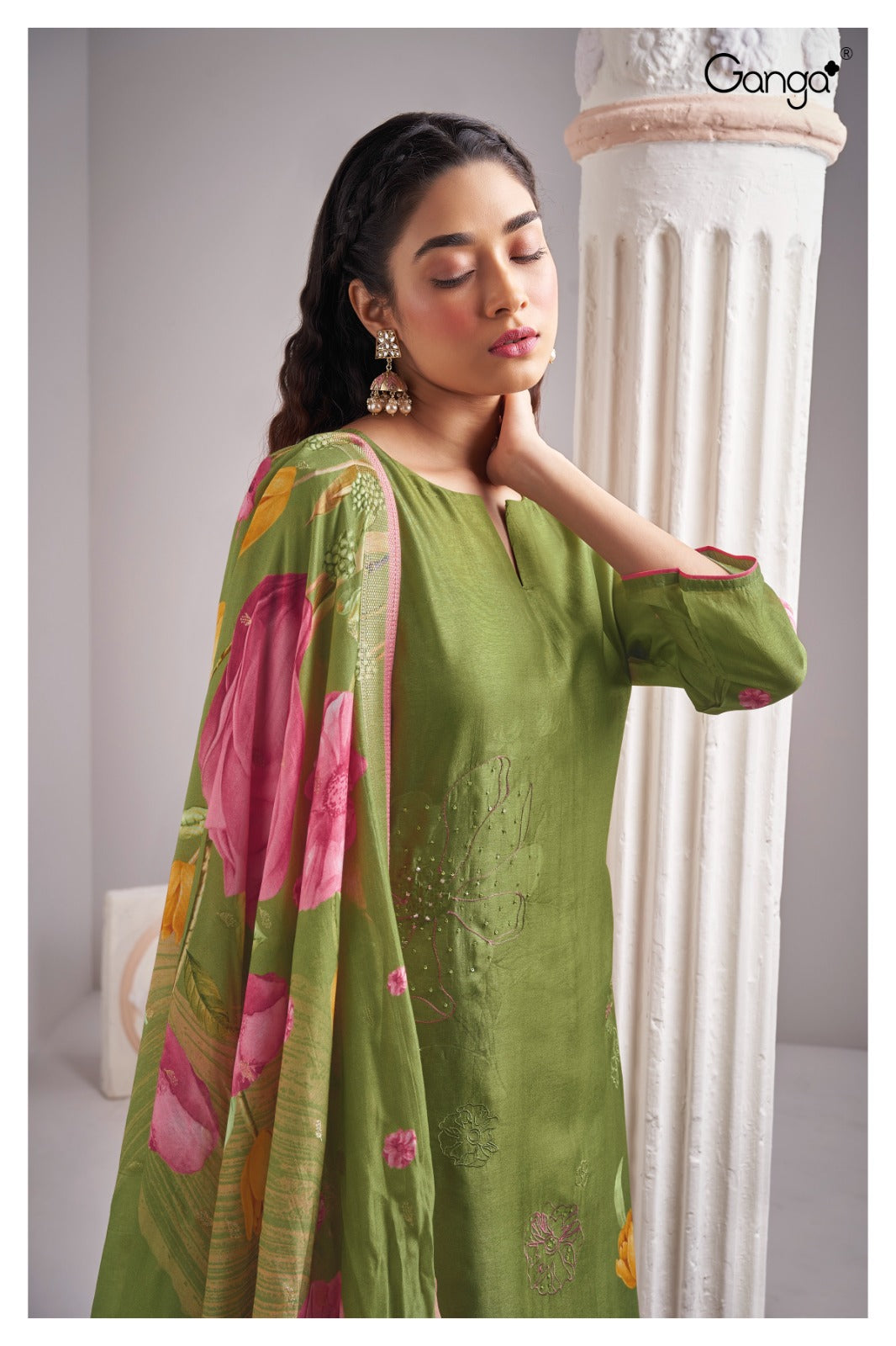 Ganga GALENE S2067|Premium Bemberg Russian Silk Suit – Ganga Suits Ashok Lal & Sons
