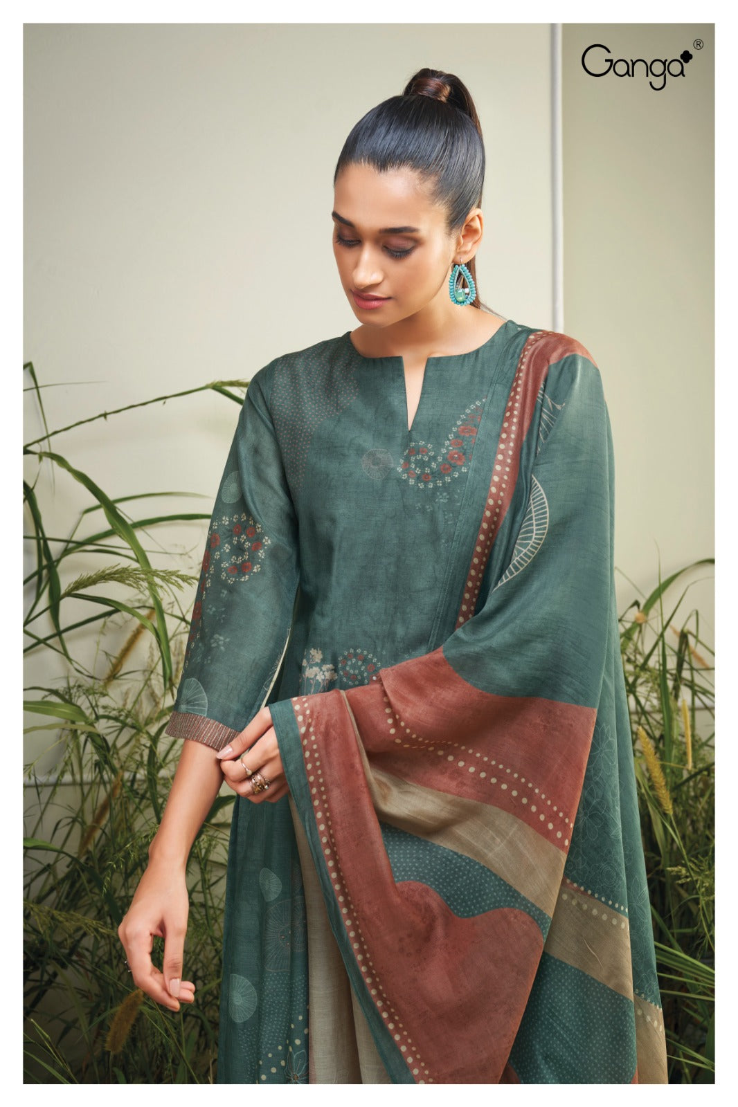 Ganga ROSALINE S2193|Premium Bemberg Silk Suit – Ganga Suits Ashok Lal & Sons