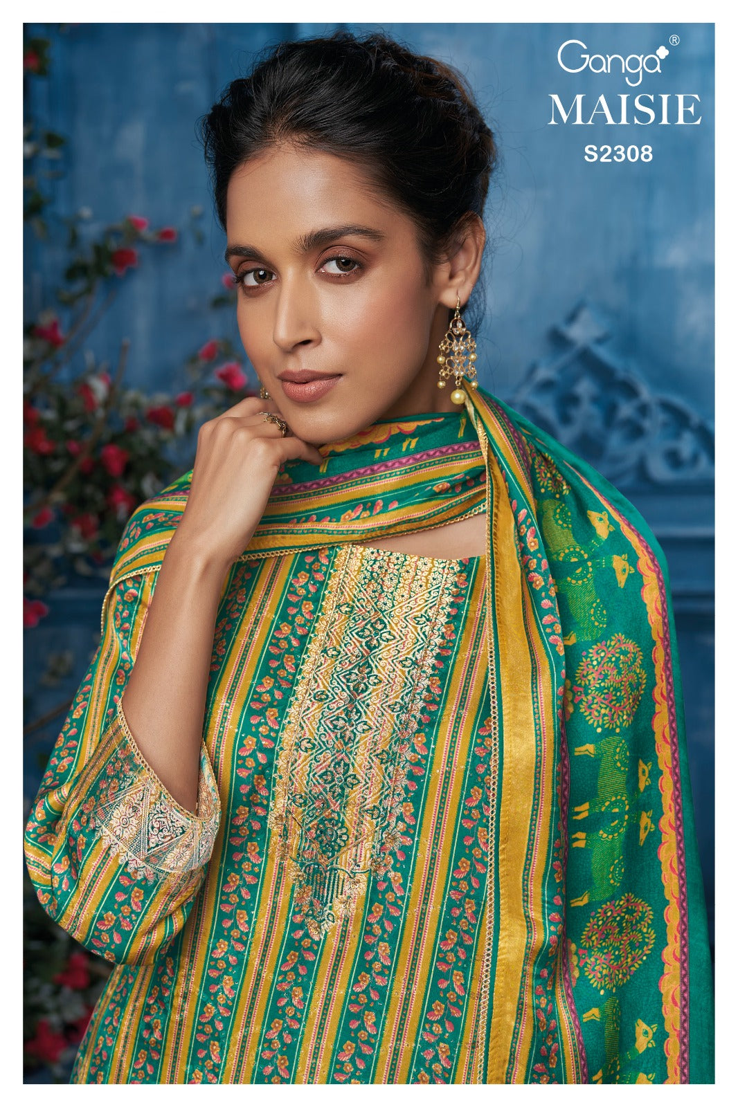Ganga MAISIE S2308 | Premium Pure Gaza Silk Jacquard Suit – Ganga Suits Ashok Lal & Sons
