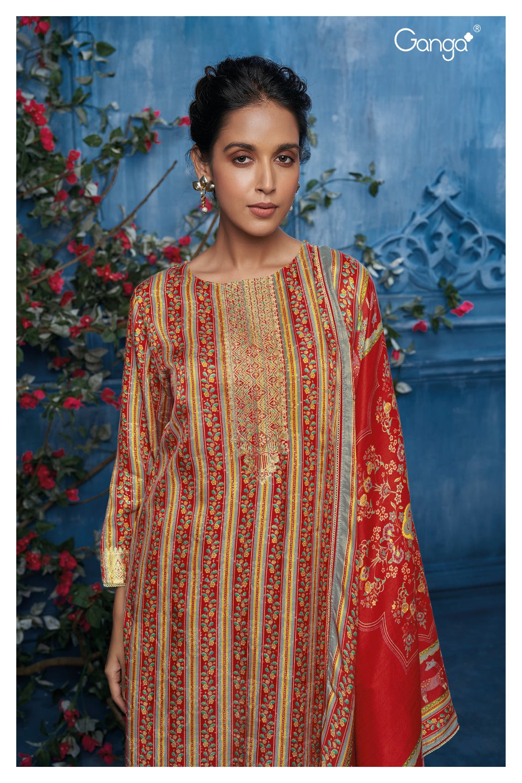 Ganga MAISIE S2308 | Premium Pure Gaza Silk Jacquard Suit – Ganga Suits Ashok Lal & Sons