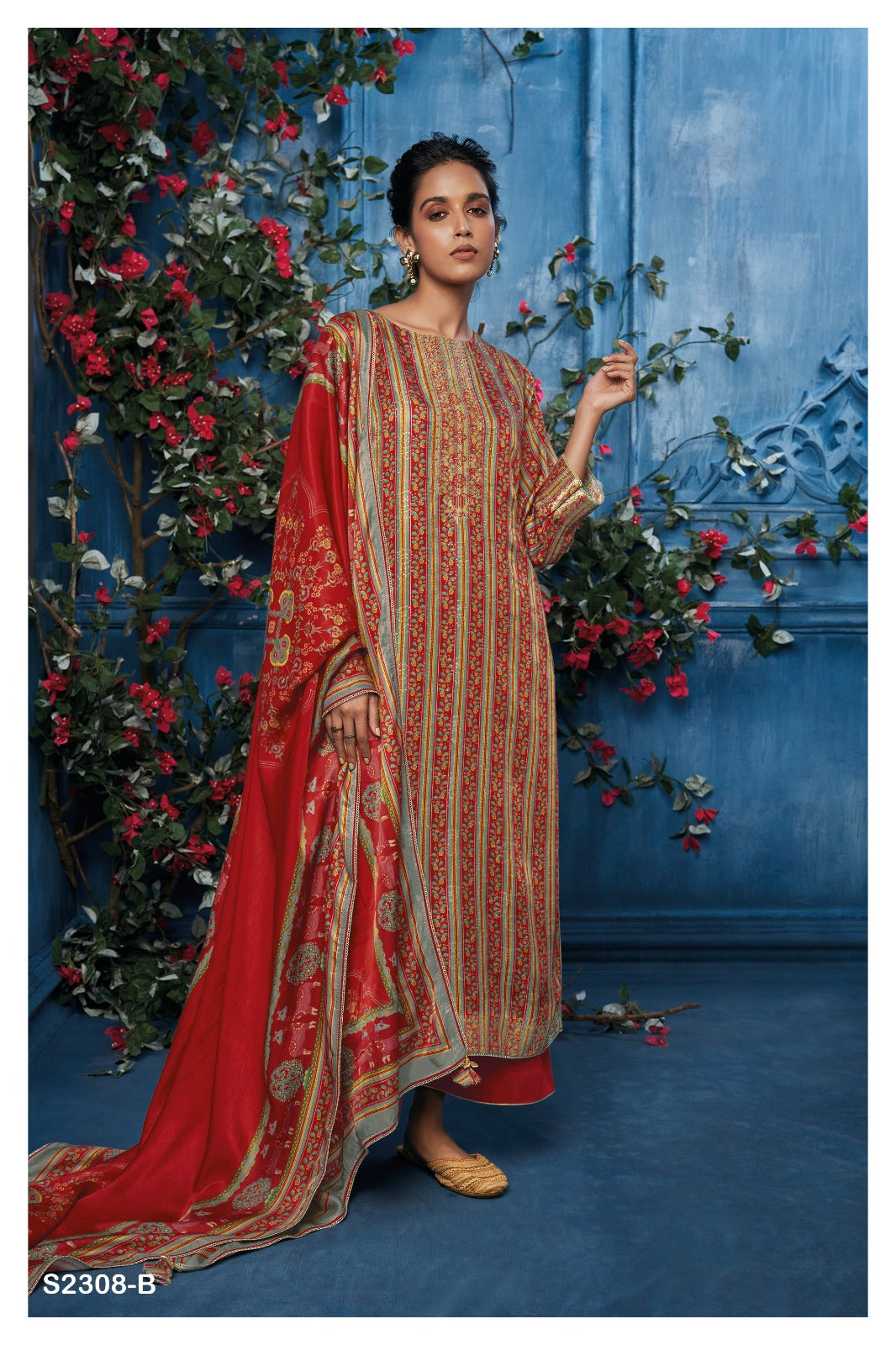Ganga MAISIE S2308 | Premium Pure Gaza Silk Jacquard Suit – Ganga Suits Ashok Lal & Sons
