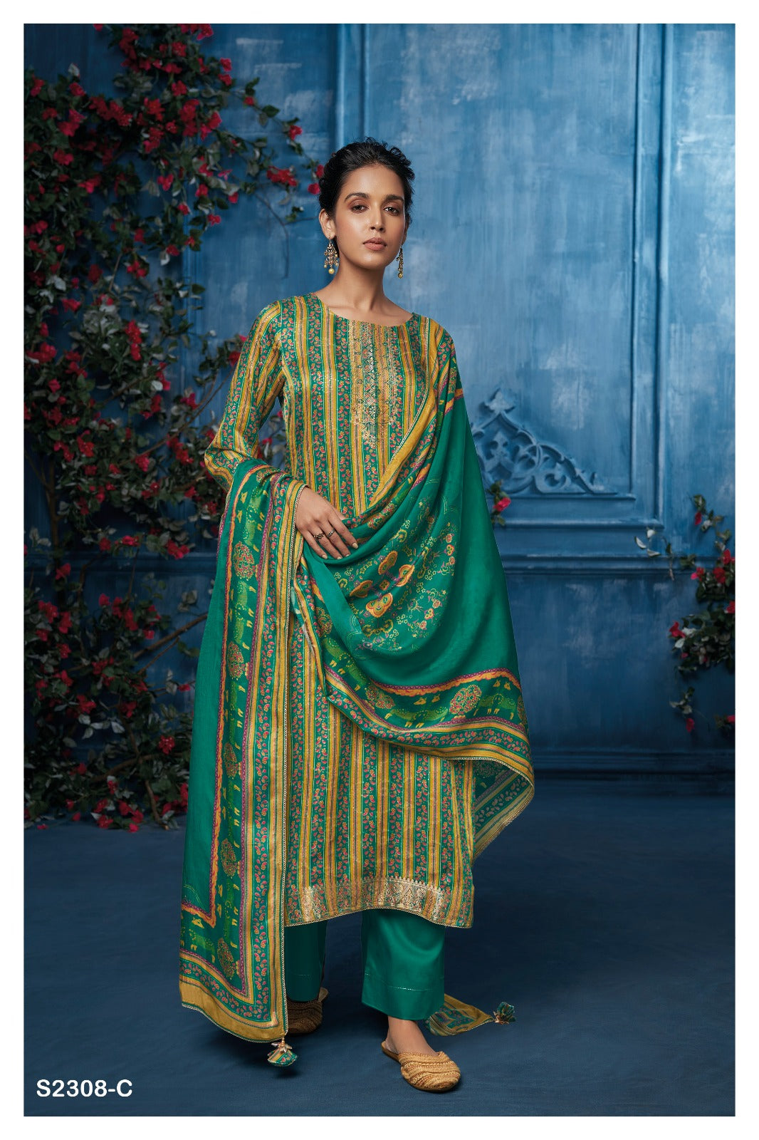 Ganga MAISIE S2308 | Premium Pure Gaza Silk Jacquard Suit – Ganga Suits Ashok Lal & Sons
