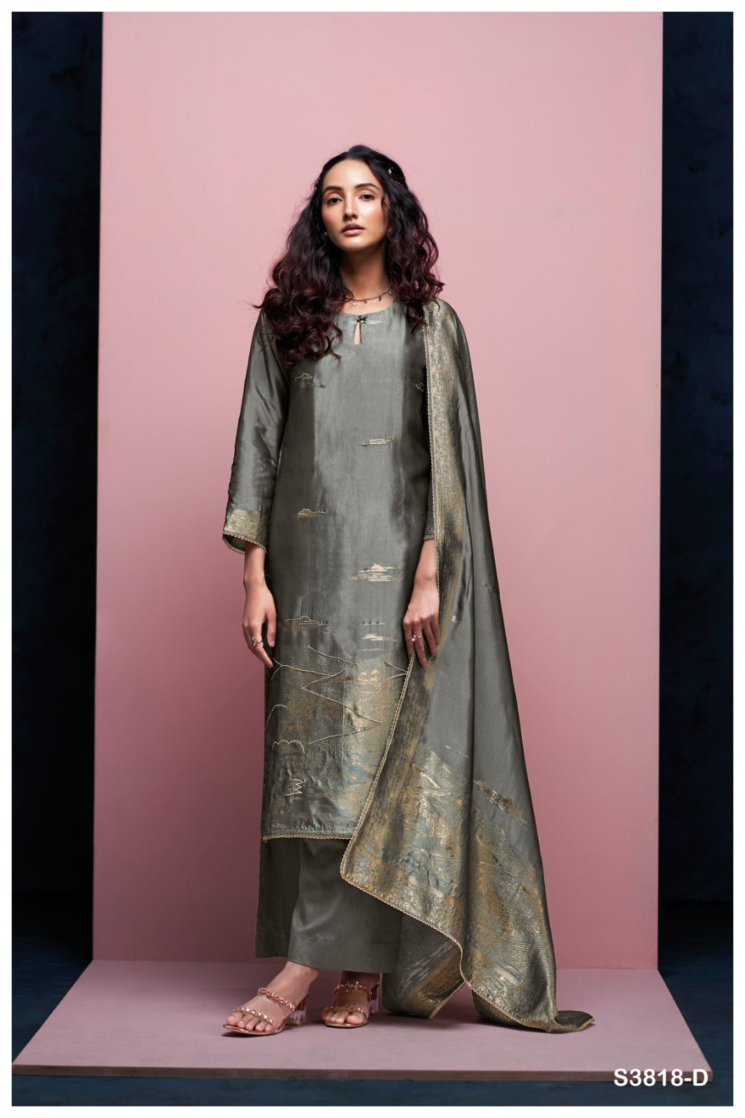 Ganga ANYAA S3818 | Premium Pure Viscose Woven Silk Suit – Ganga Suits Ashok Lal & Sons