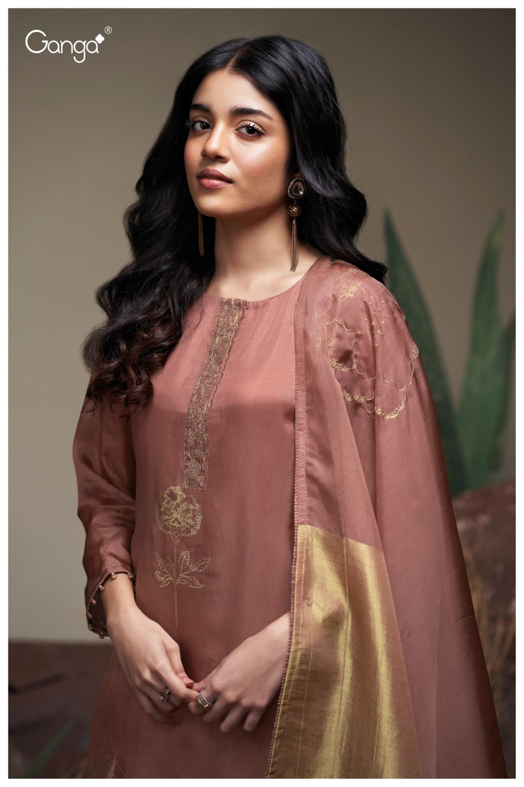 Ganga EZZA S3837 | Premium Pure Bemberg Habutai  Silk Suit – Ganga Suits Ashok Lal & Sons