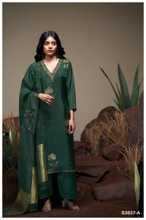 Ganga EZZA S3837 | Premium Pure Bemberg Habutai  Silk Suit – Ganga Suits Ashok Lal & Sons