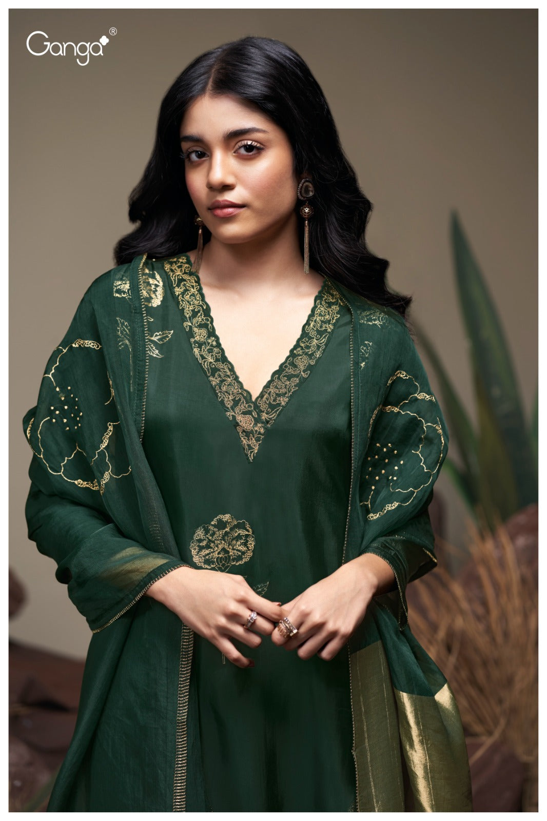 Ganga EZZA S3837 | Premium Pure Bemberg Habutai  Silk Suit – Ganga Suits Ashok Lal & Sons
