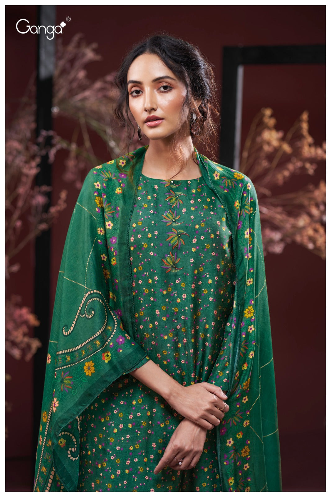 Ganga FARIDA S3944|Premium Pure Bemberg Russian Silk Suit – Ganga Suits Ashok Lal & Sons