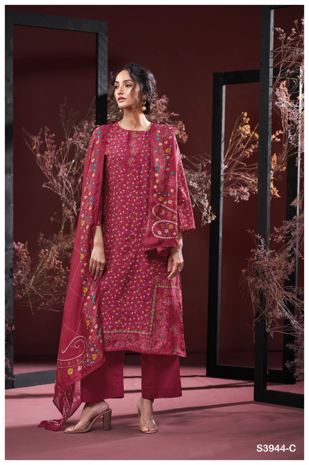 Ganga FARIDA S3944|Premium Pure Bemberg Russian Silk Suit – Ganga Suits Ashok Lal & Sons