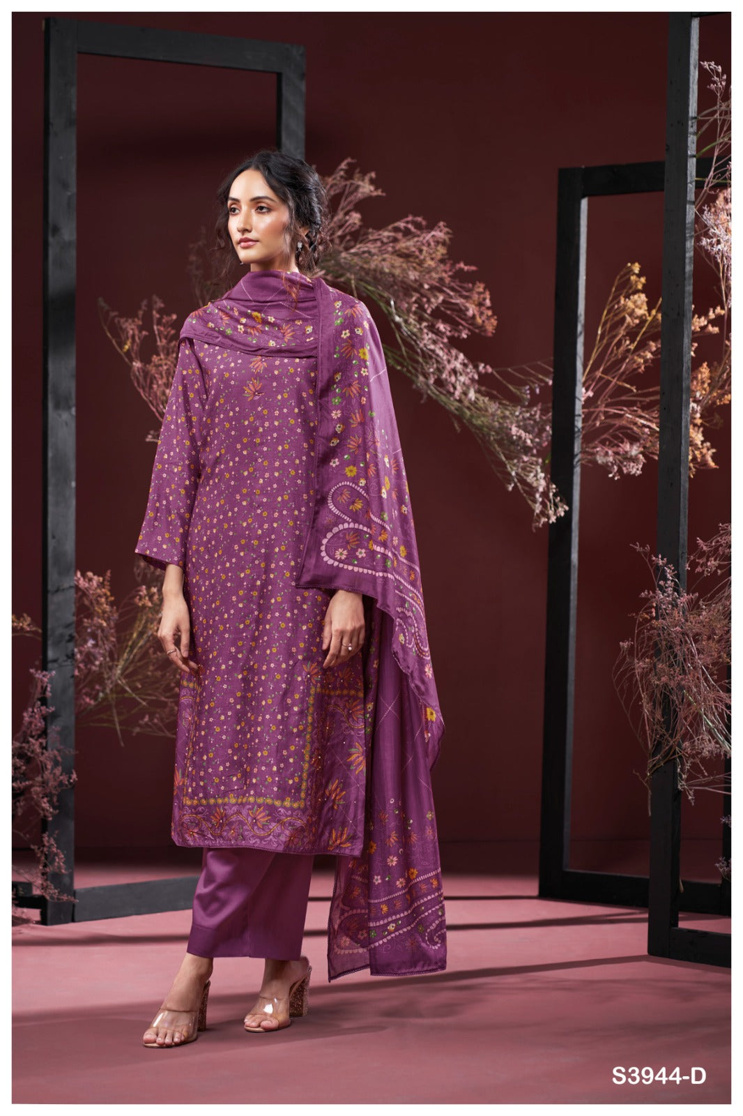 Ganga FARIDA S3944|Premium Pure Bemberg Russian Silk Suit – Ganga Suits Ashok Lal & Sons