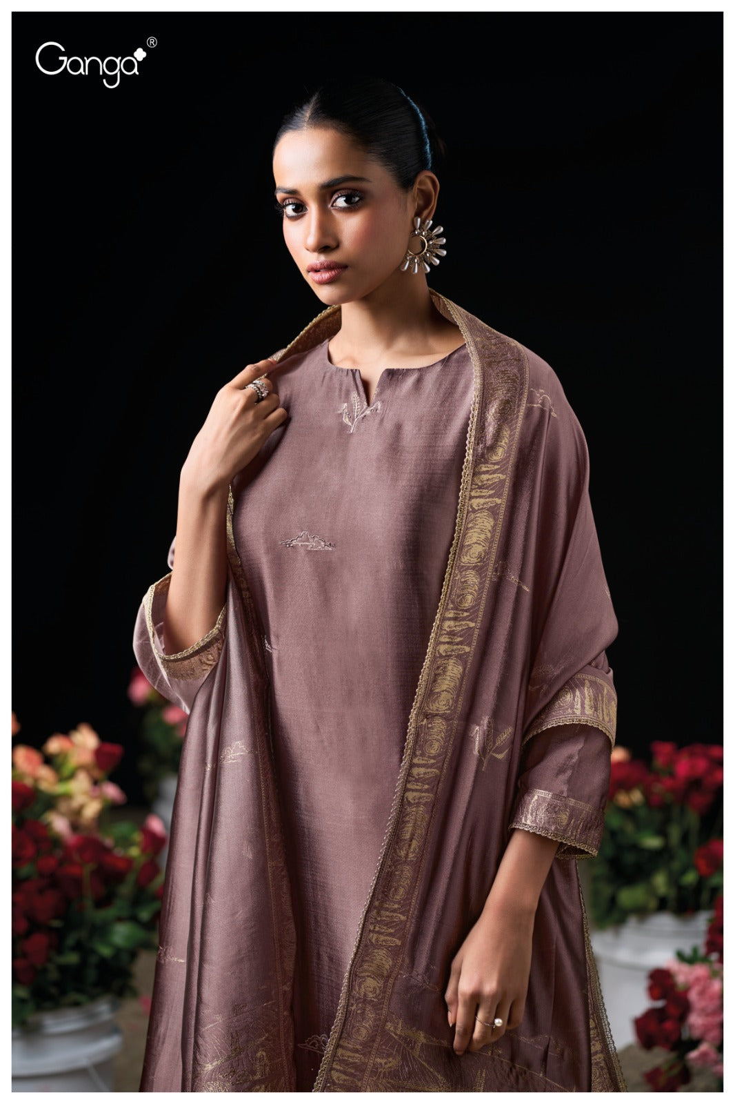 Ganga MEHNAZ S3817 | Premium Pure Viscose Woven Silk Suit – Ganga Suits Ashok Lal & Sons