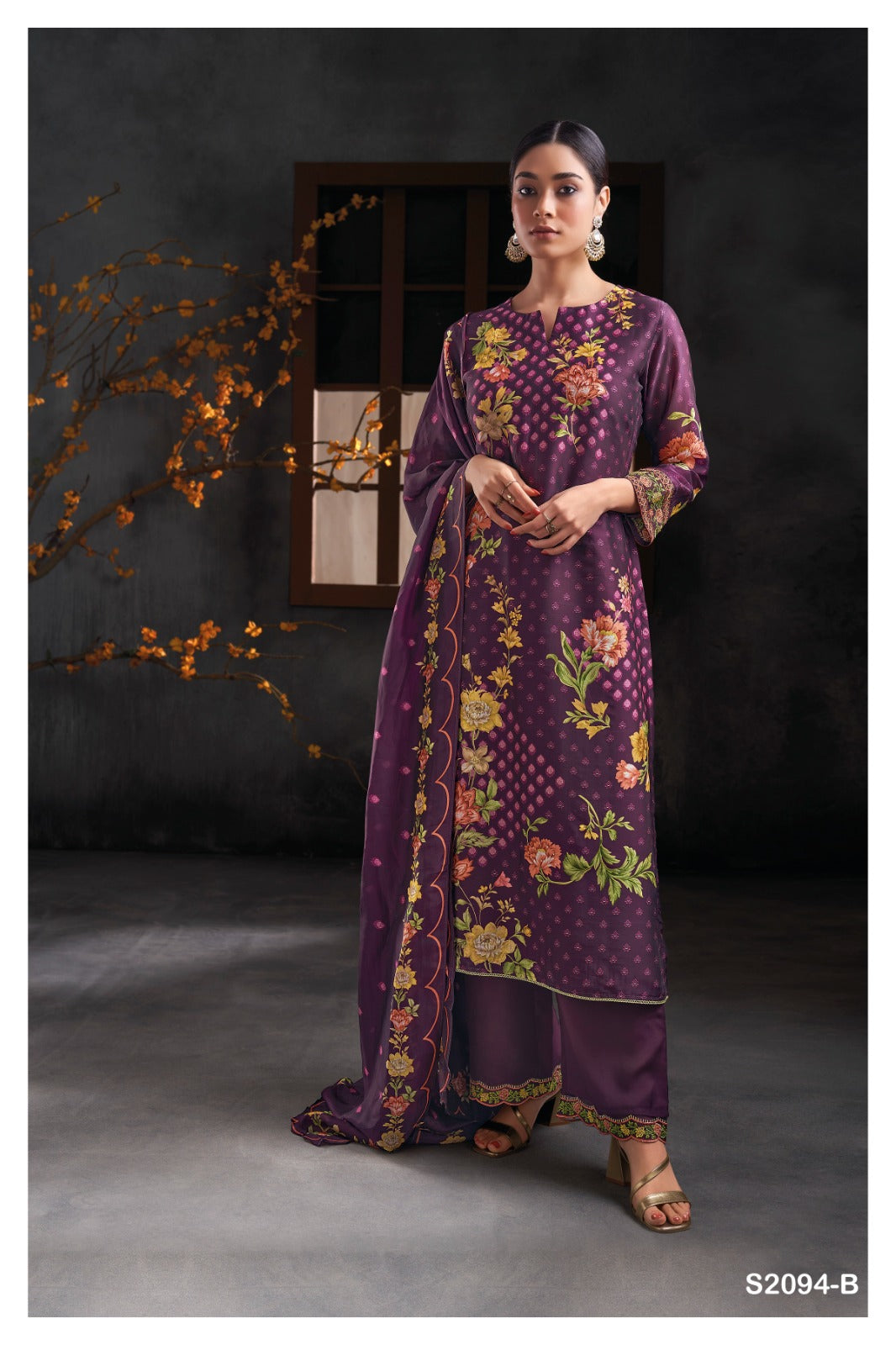 Ganga KELSEY S2094 | Premium Bemberg Silk Satin Suit – Ganga Suits Ashok Lal & Sons