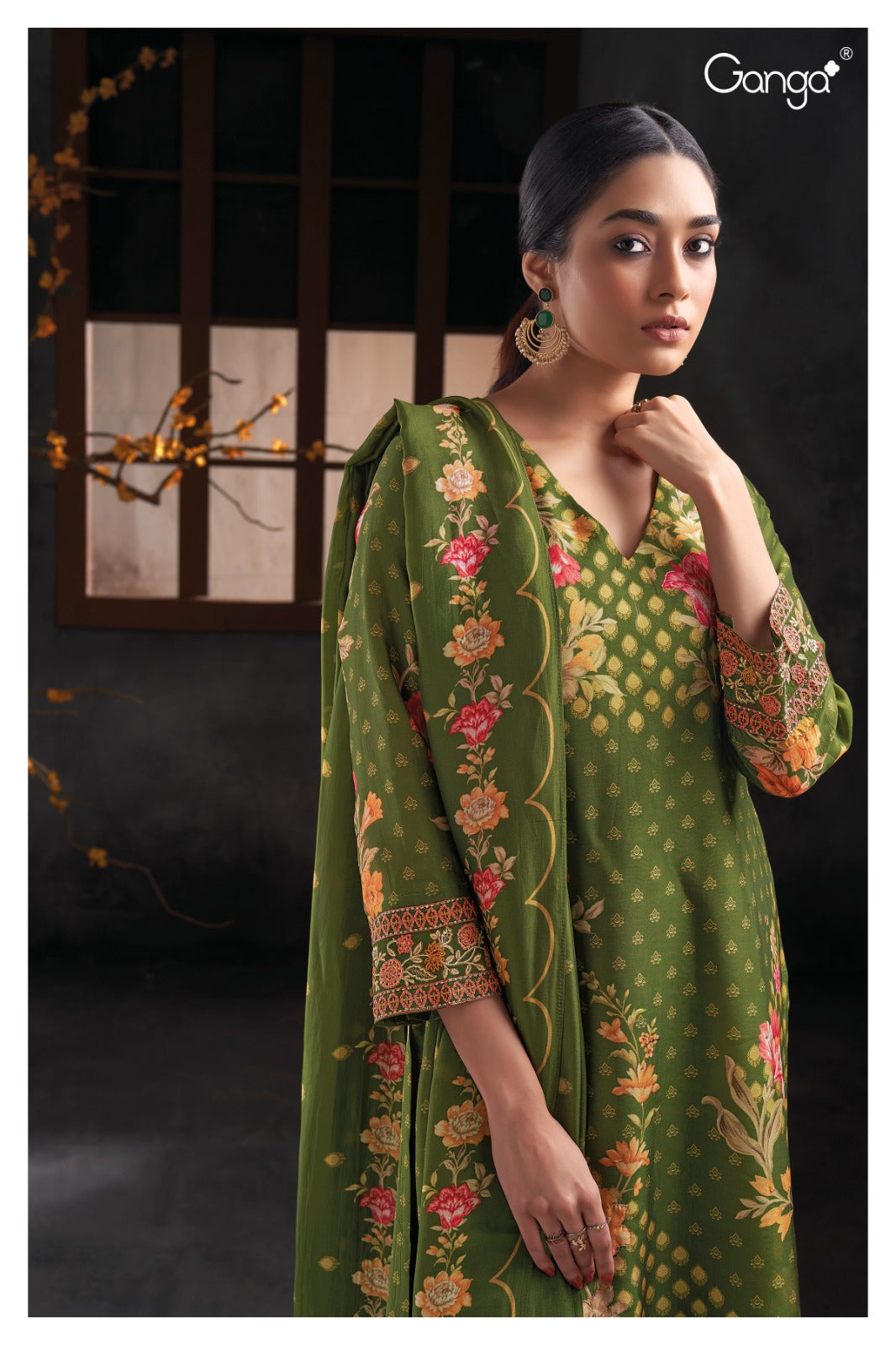 Ganga KELSEY S2094 | Premium Bemberg Silk Satin Suit – Ganga Suits Ashok Lal & Sons