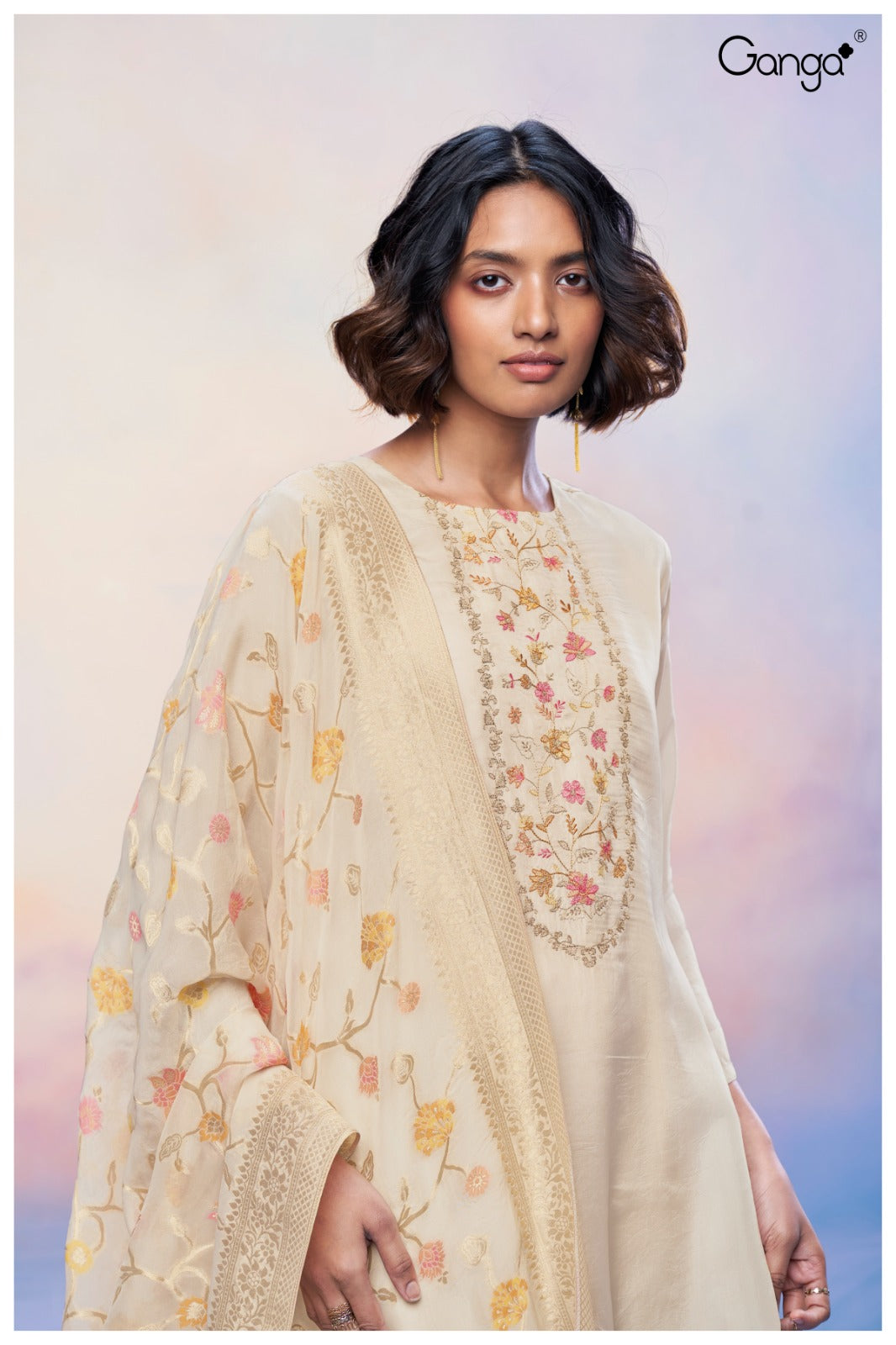Ganga SHRUTI S2602 | Premium Bemberg Habutai Silk Suit – Ganga Suits Ashok Lal & Sons