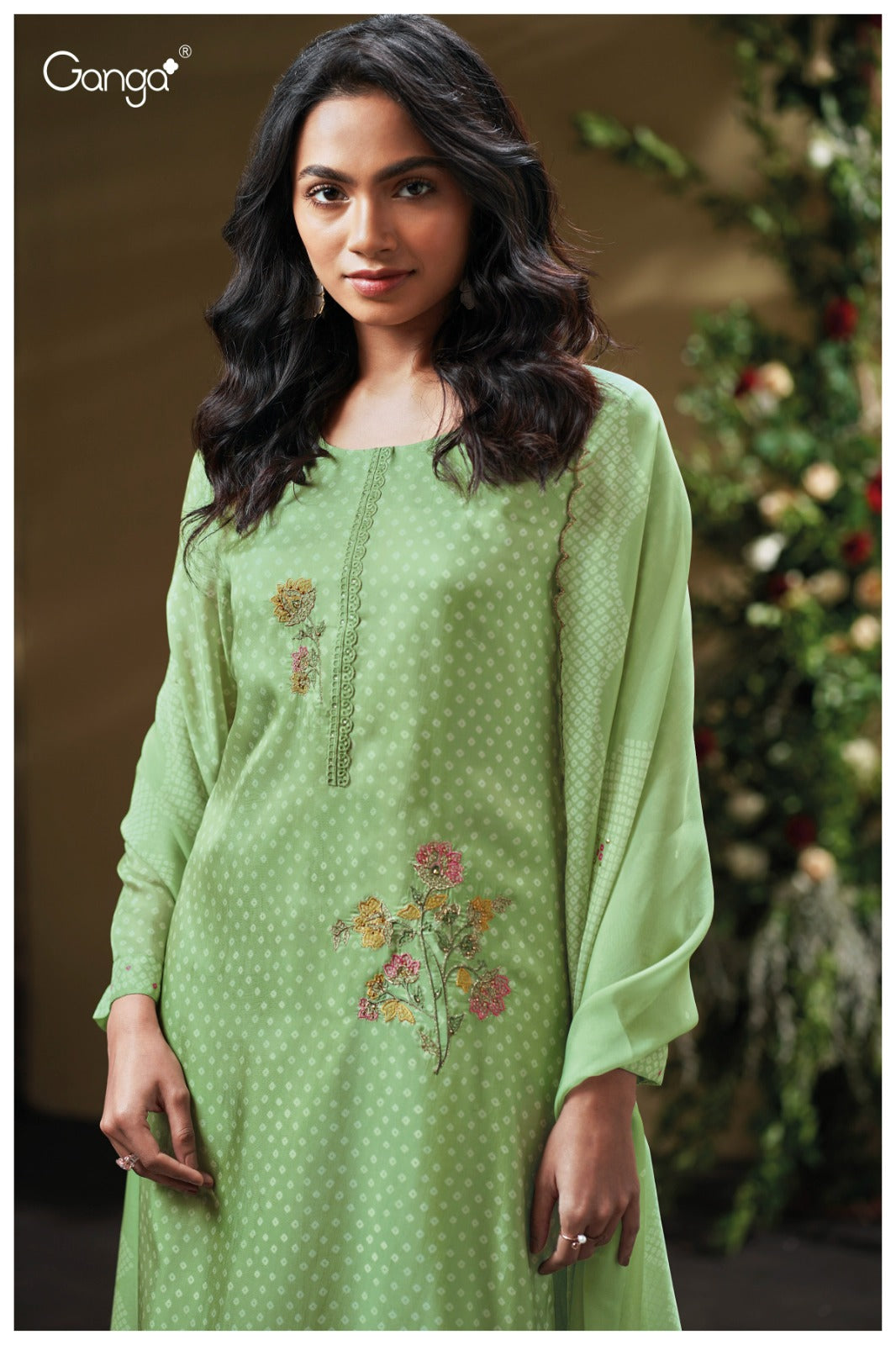 Ganga DRISHTA S3799 | Premium Pure Bemberg Habutai Silk Suit – Ganga Suits Ashok Lal & Sons