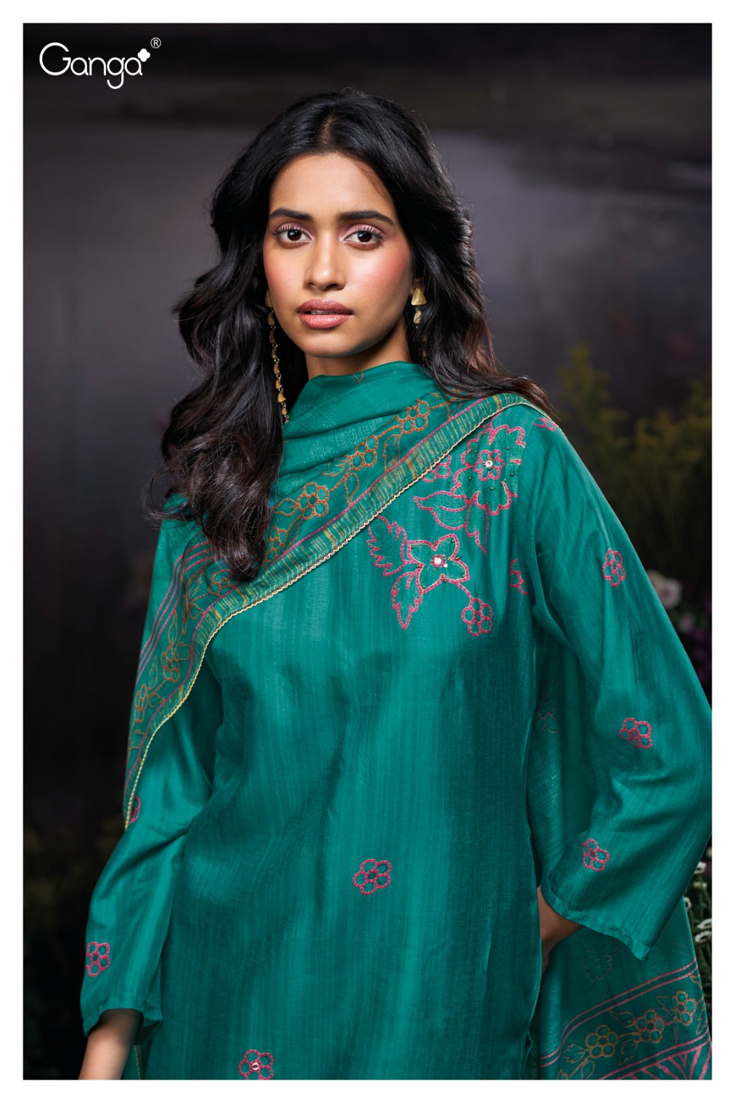 Ganga TVESHA S3968 | Premium Pure Bemberg Russian Silk Suit – Ganga Suits Ashok Lal & Sons