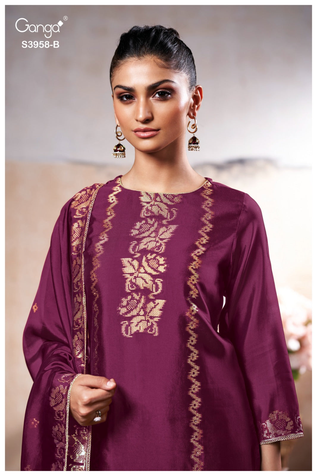 Ganga ZARIEL S3958 | Premium Pure Viscose Woven Silk Suit – Ganga Suits Ashok Lal & Sons