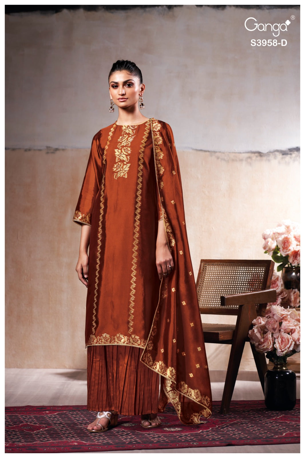 Ganga ZARIEL S3958 | Premium Pure Viscose Woven Silk Suit – Ganga Suits Ashok Lal & Sons