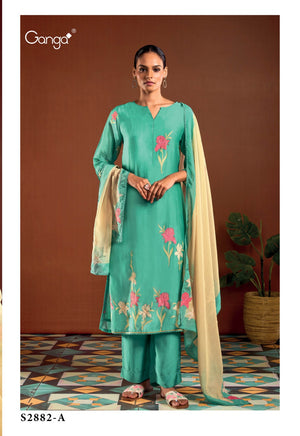 Ganga LUCELLA S2882 Premium Pure Bemberg Silk Suit – Ganga Suits Ashok Lal & Sons