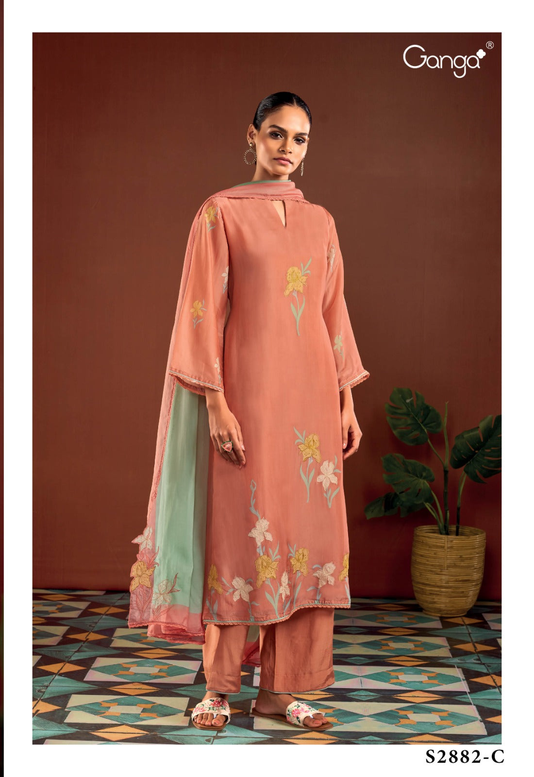 Ganga LUCELLA S2882 Premium Pure Bemberg Silk Suit – Ganga Suits Ashok Lal & Sons