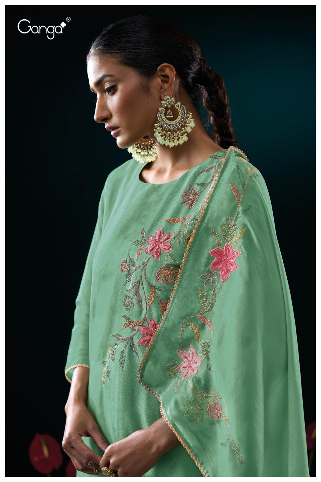 Ganga KEITA S3152 | Premium Pure Bemberg Gadwal Silk Suit – Ganga Suits Ashok Lal & Sons