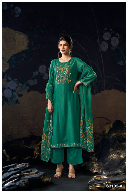 Ganga ALPA S3102 | Premium Pure Bemberg Silk Suit – Ganga Suits Ashok Lal & Sons