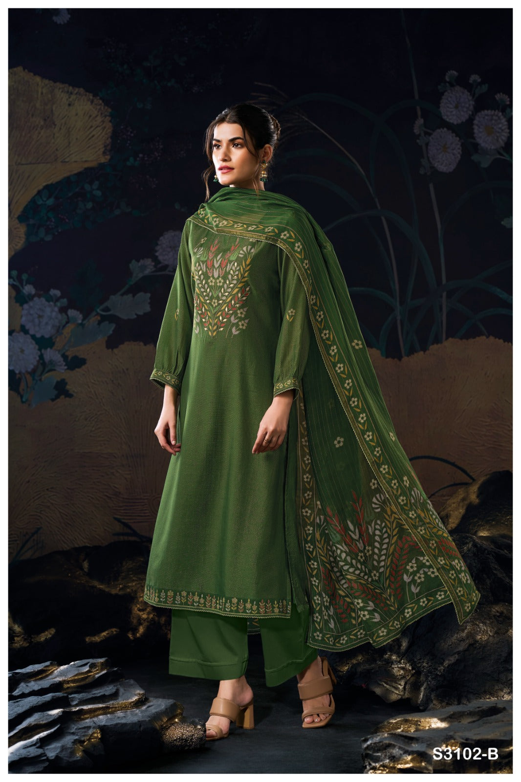 Ganga ALPA S3102 | Premium Pure Bemberg Silk Suit – Ganga Suits Ashok Lal & Sons