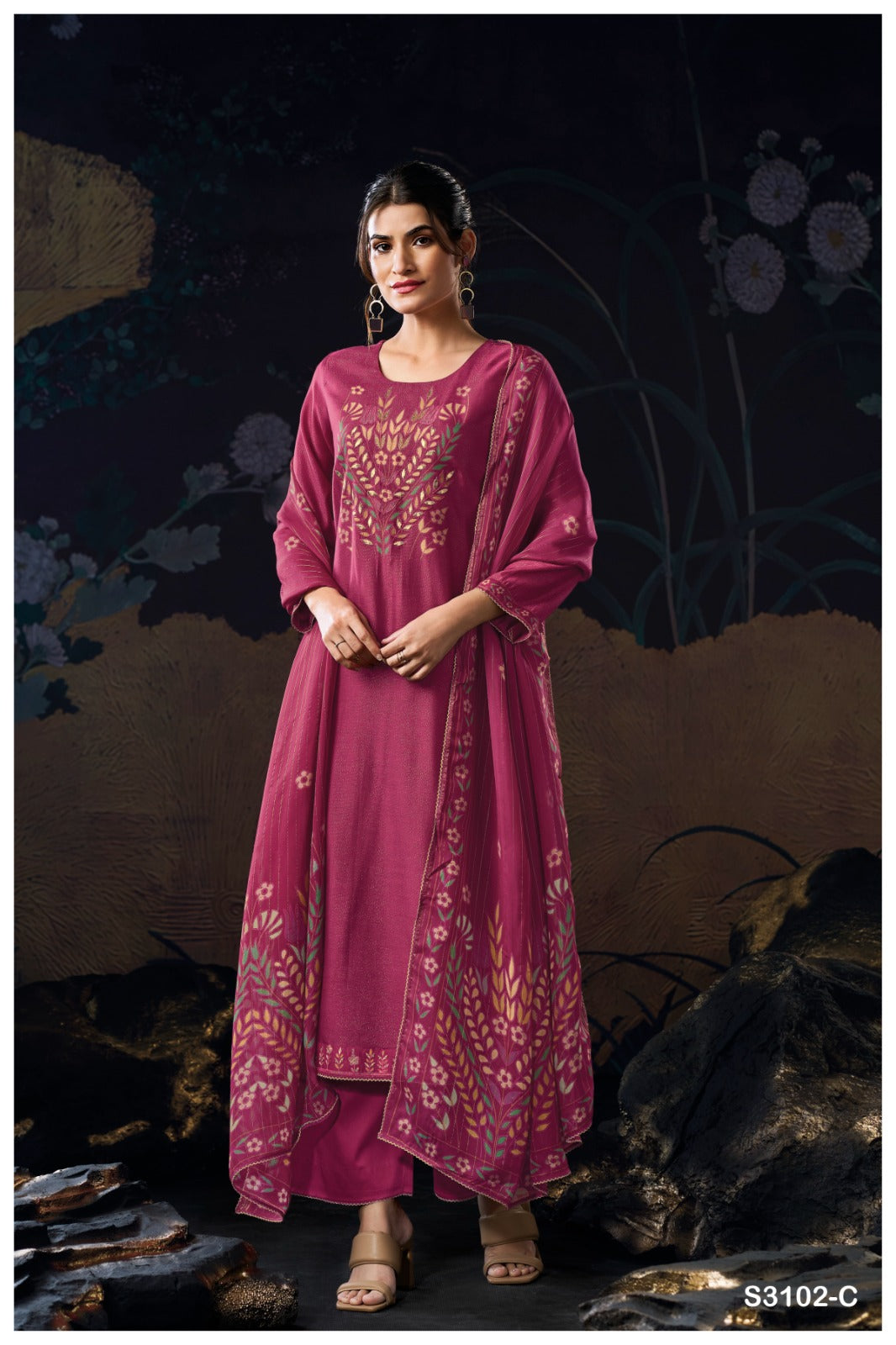 Ganga ALPA S3102 | Premium Pure Bemberg Silk Suit – Ganga Suits Ashok Lal & Sons
