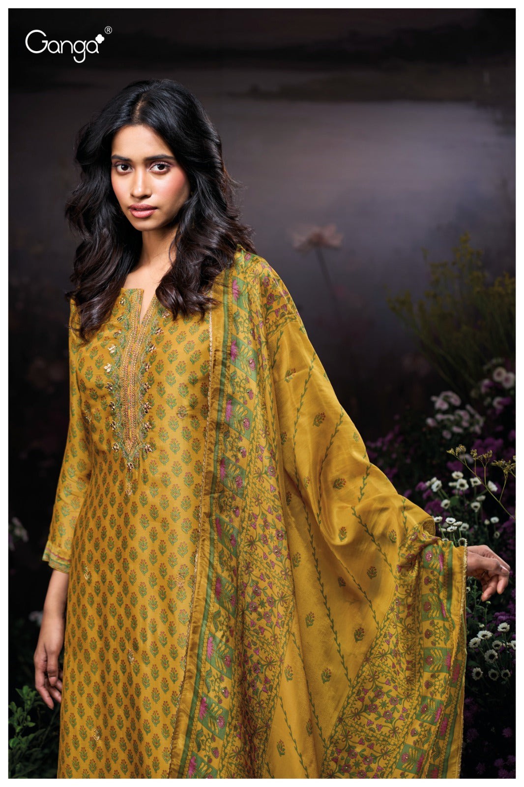 Ganga GRISHA S3916 | Premium Pure Bemberg Silk Suit – Ganga Suits Ashok Lal & Sons