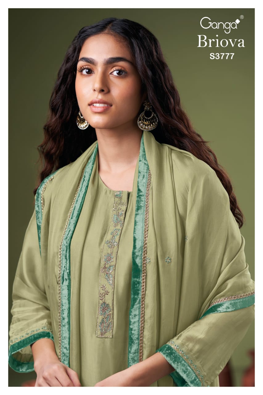 Ganga BRIOVA S3777 | Premium Pure Bemberg Silk Suit – Ganga Suits Ashok Lal & Sons