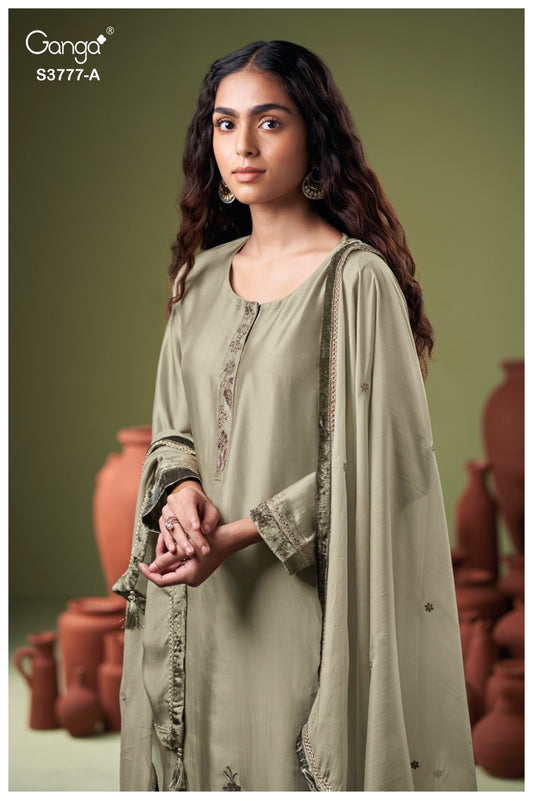 Ganga BRIOVA S3777 | Premium Pure Bemberg Silk Suit – Ganga Suits Ashok Lal & Sons