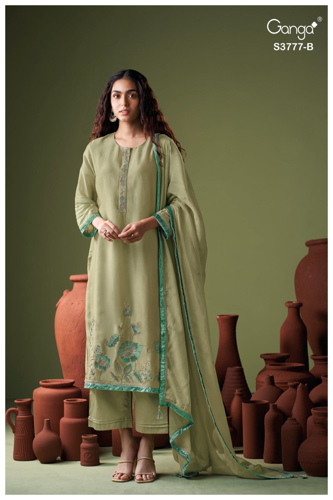 Ganga BRIOVA S3777 | Premium Pure Bemberg Silk Suit – Ganga Suits Ashok Lal & Sons