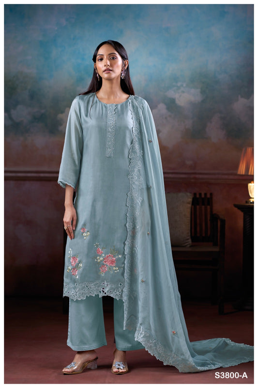 Ganga ALZORA S3800 | Premium Pure Bemberg Habutai Silk Suit – Ganga Suits Ashok Lal & Sons