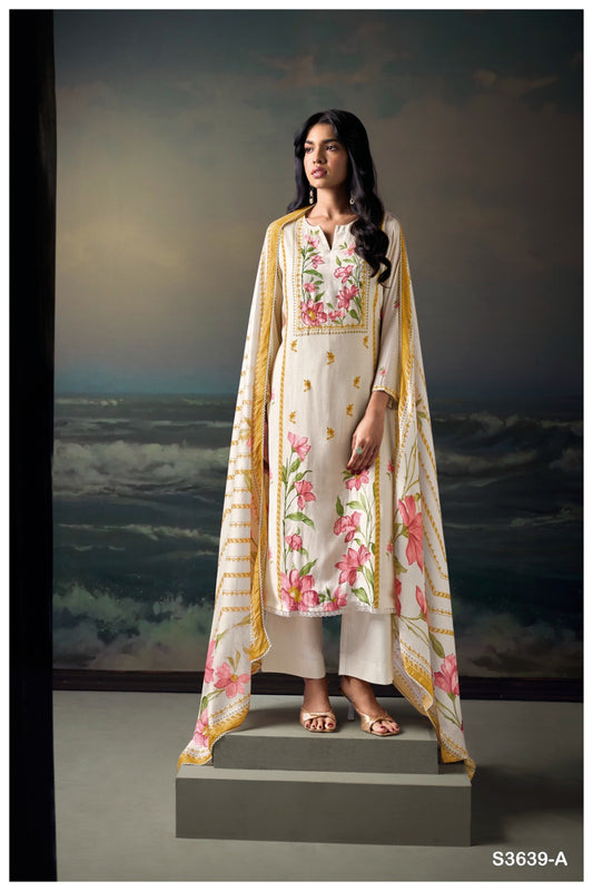 Ganga KAISHA S3639 | Premium Pure Bemberg Silk Suit – Ganga Suits Ashok Lal & Sons