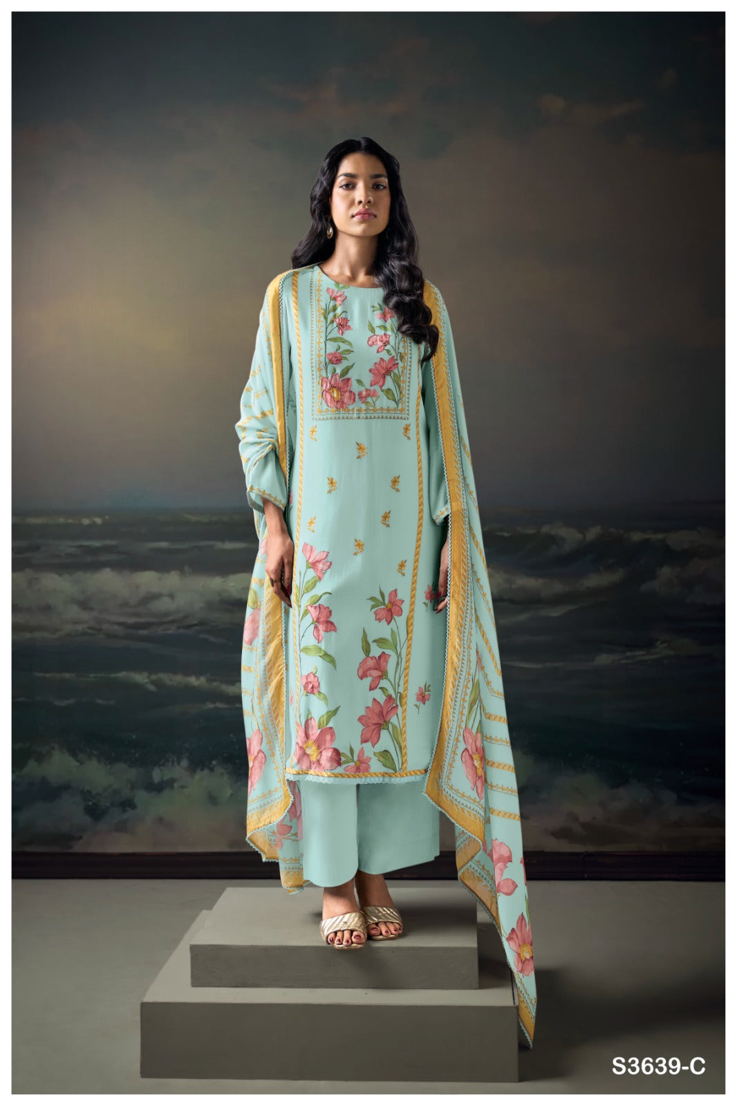Ganga KAISHA S3639 | Premium Pure Bemberg Silk Suit – Ganga Suits Ashok Lal & Sons