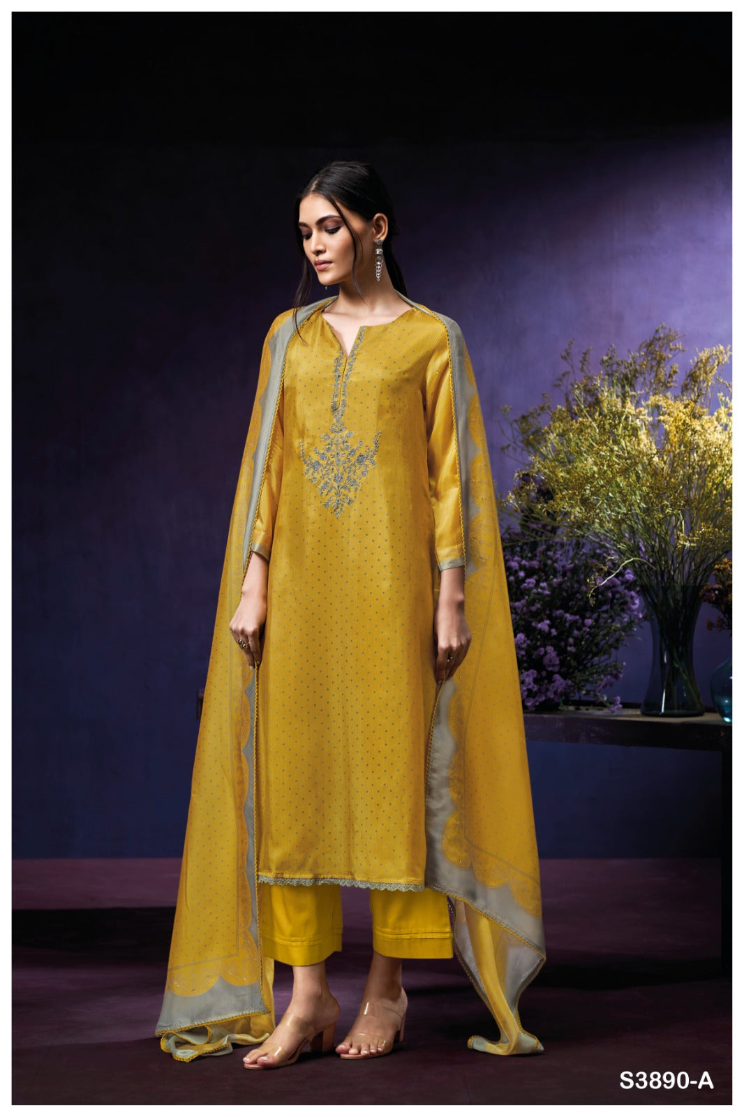 Ganga JADE S3890|Premium Pure Bemberg Habutai Suit - Ashok Lal & Sons Rohtak